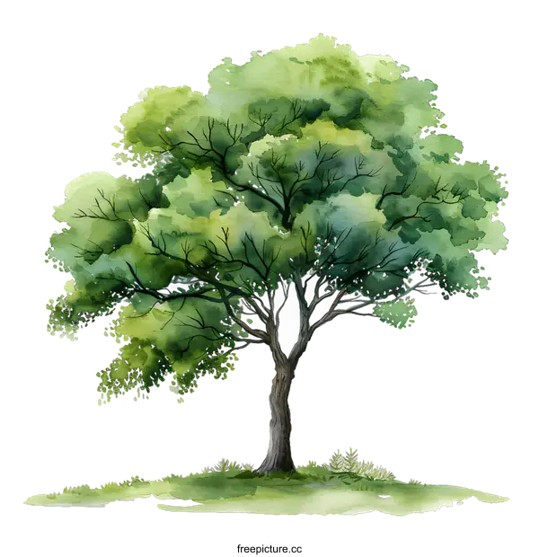 [Transparent Background PNG]watercolor painting of a tree
