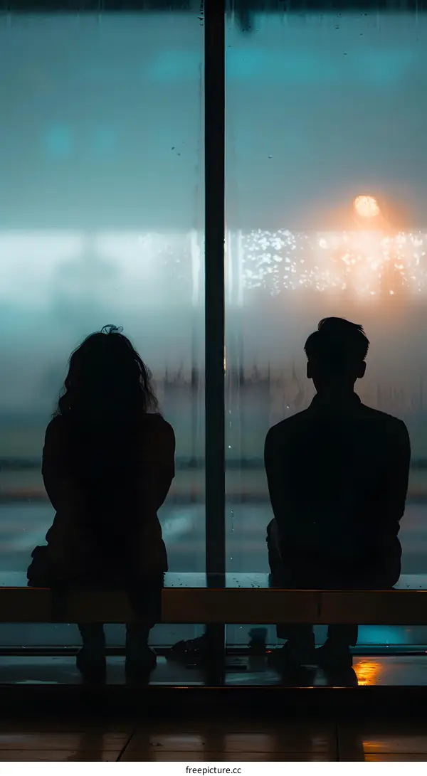 Silhouettes of a Couple Sitting by a Window