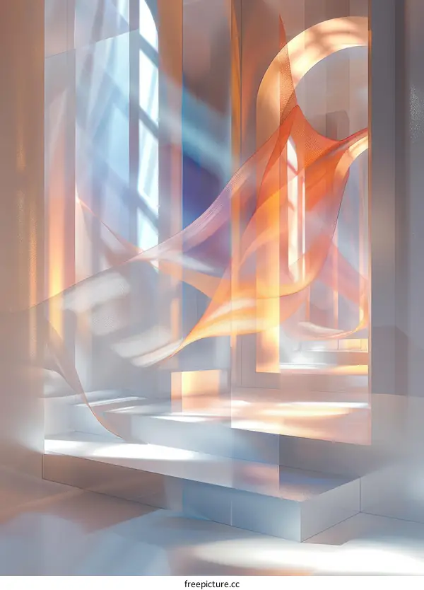 Ethereal Fabric Drapes and Sunlight in Modern Interior