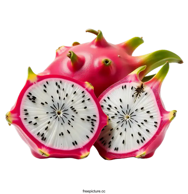 [Transparent Background PNG]Fresh Cut Dragon Fruit Isolated on transparent background