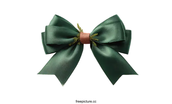 [Transparent Background PNG]Elegant Dark Green Satin Ribbon Bow