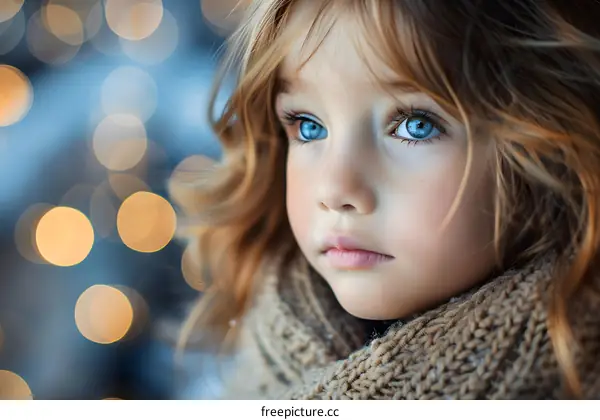 Portrait of a beautiful little girl with blue eyes