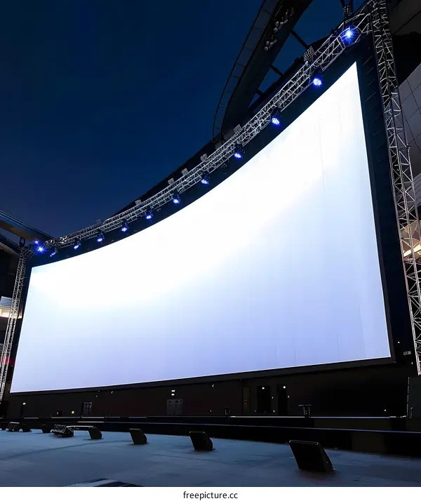 Large Blank Movie Screen at Night