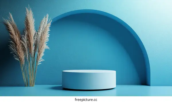 Stylish Minimalist Product Display with Pampas Grass