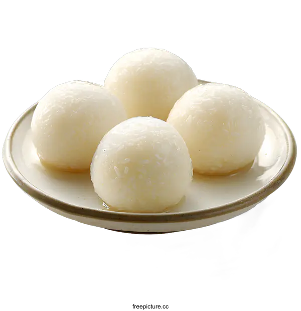 [Transparent Background PNG]Four rice balls on a plate