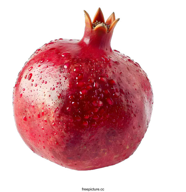 [Transparent Background PNG]A Fresh Pomegranate with Water Droplets