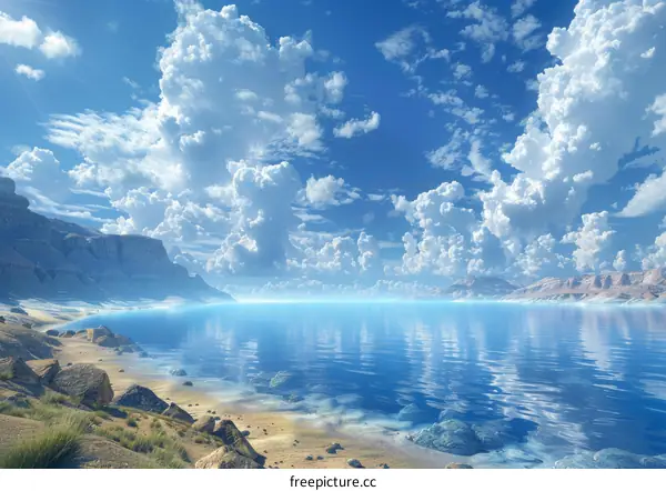 Fantasy Landscape with Rocks and Sea