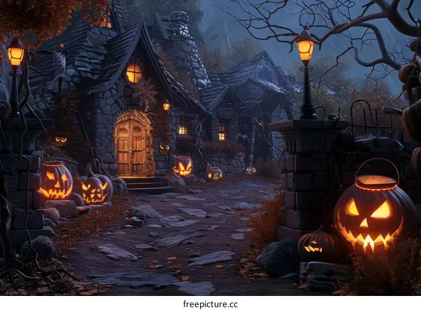 Haunted Cottage at Halloween