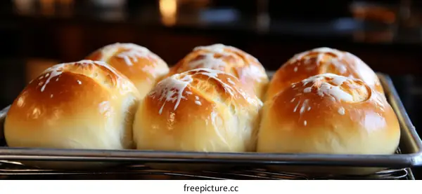 Sweet Homemade Bread Rolls with Icing Sugar