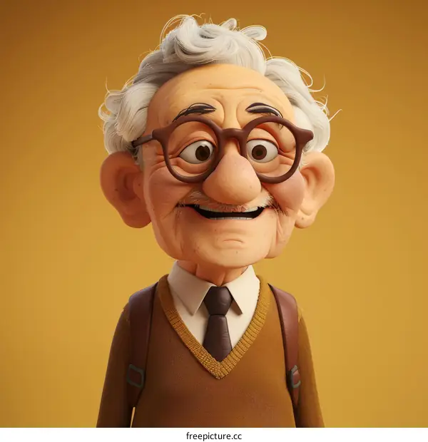 Cheerful elderly man with glasses and a warm smile