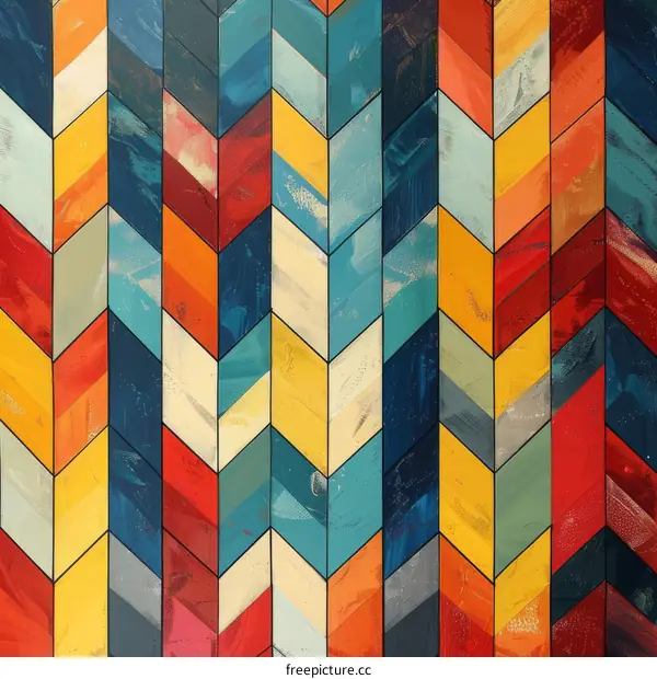 Colorful Chevron Wood Floor Pattern