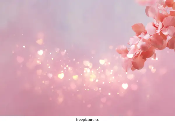 Romantic Pink Floral Background with Hearts