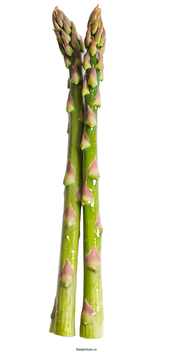 [Transparent Background PNG]Fresh Green Asparagus Spears on White Background