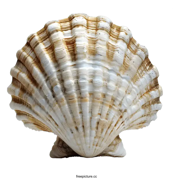 [Transparent Background PNG]Single Scallop Seashell on White Background