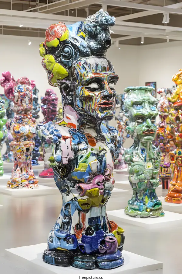 Colorful Abstract Sculpture in an Art Gallery