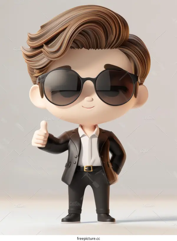 Cool 3D Businessman Character Thumbs Up
