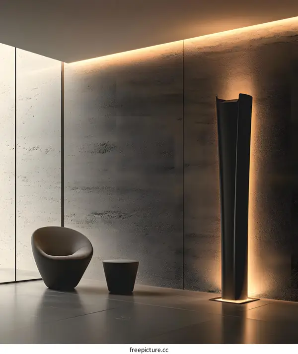 Modern Minimalist Interior Design with Floor Lamp and Lounge Chair