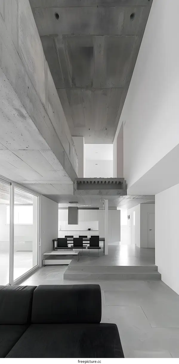 Modern Interior Design Concrete Ceiling Open Floor Plan