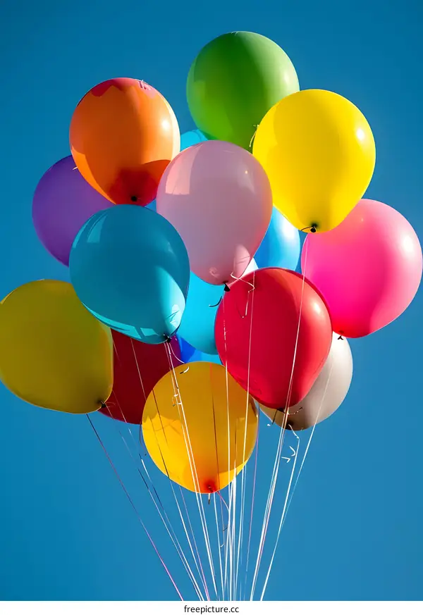 Colorful Balloons Floating in the Sky