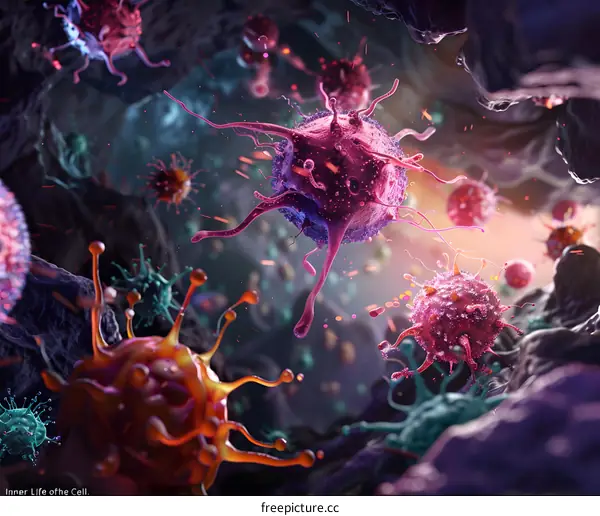 Microscopic View of Cancer Cells