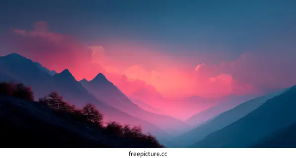 Colorful Mountain Sunset Landscape