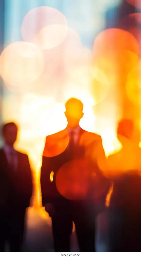 Silhouette of Business Professionals in Cityscape