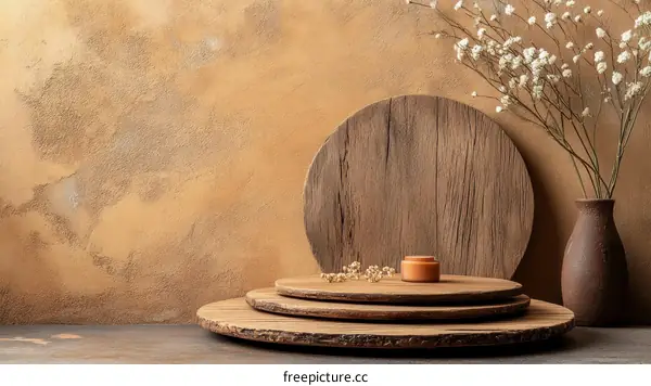Rustic Wooden Display with Dried Flowers