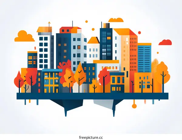 Simple Cityscape Illustration with Flat Design
