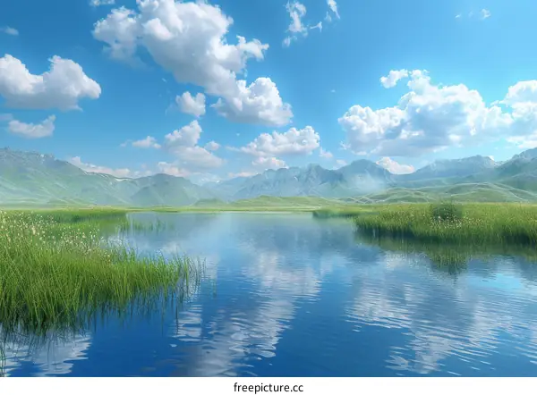 Serene Mountain Lake Scenery