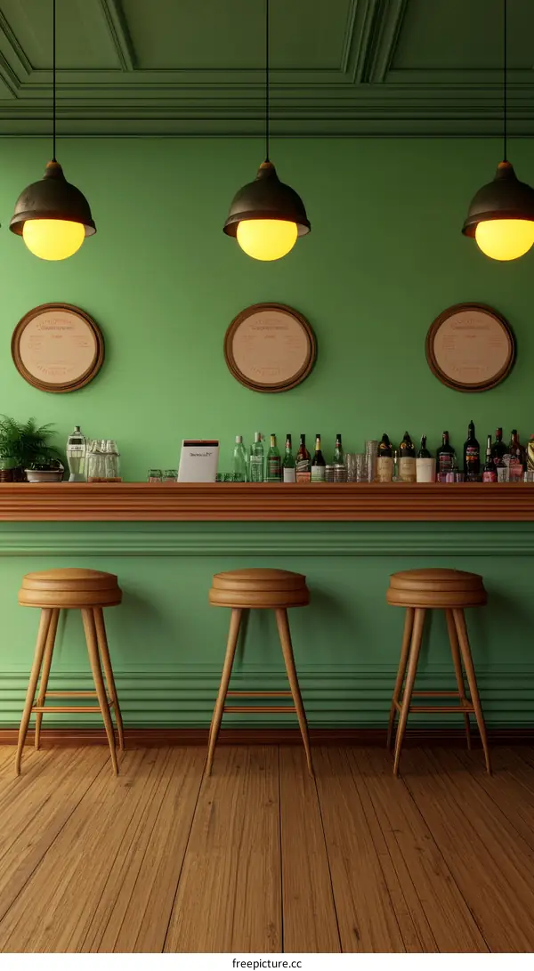 Retro Green Bar Interior Design