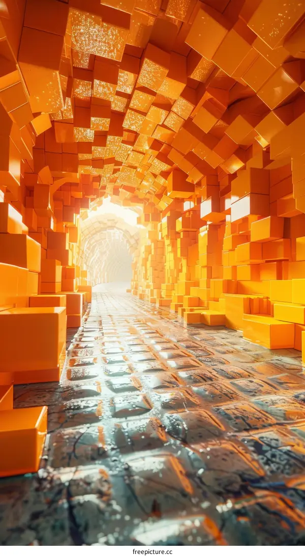 Futuristic Orange Lit Sci-Fi Corridor