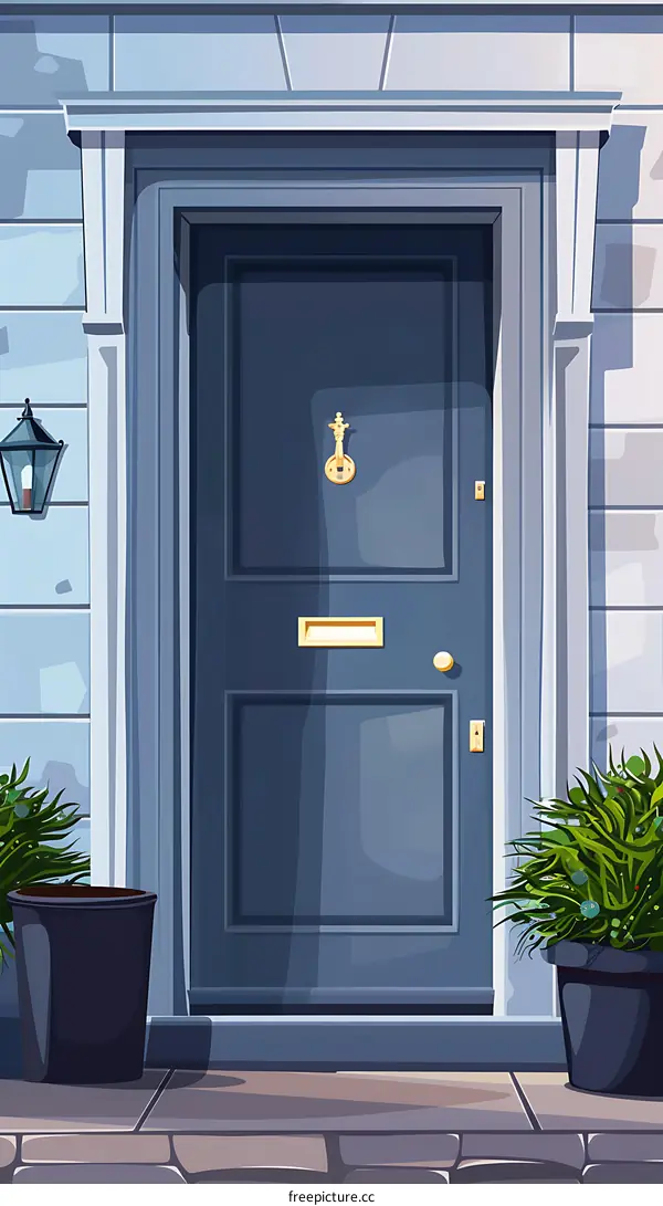 Classic Blue Doorway Illustration