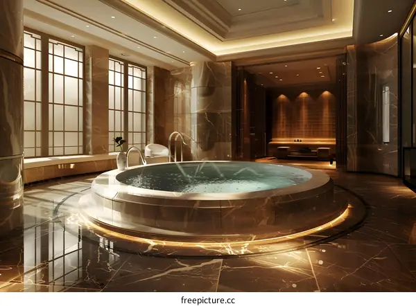 Luxury Modern Spa Design With Large Hot Tub