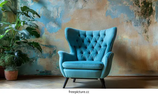 Teal Wingback Chair in a Stylish Room