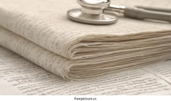 Historical Medical Documents and Stethoscope
