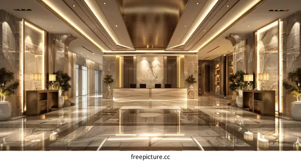 Luxury Hotel Lobby Interior Design Illustration