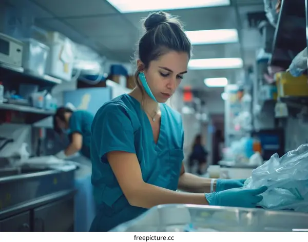 A nurse is working in a hospital.