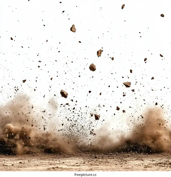 Powerful Earth Impact Explosion Isolated on White Background