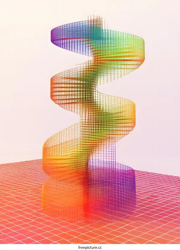 Abstract Colorful Spiral Structure Wireframe Design