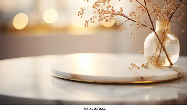 Dried Flowers in Glass Vase on Marble Table