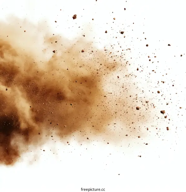 Brown Dust Explosion Isolated on White Background