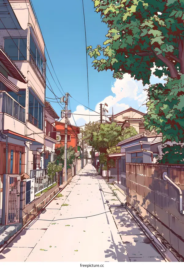 Summer Day in a Japanese Alley