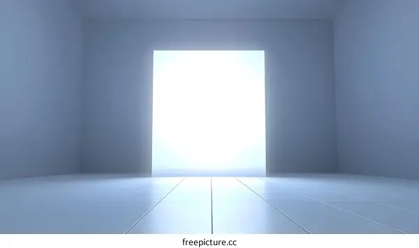 Bright White Light in Empty Room 3D Render
