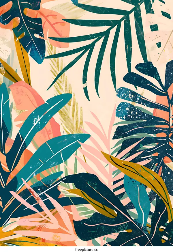 Tropical Leaves Abstract Pattern Digital Illustration