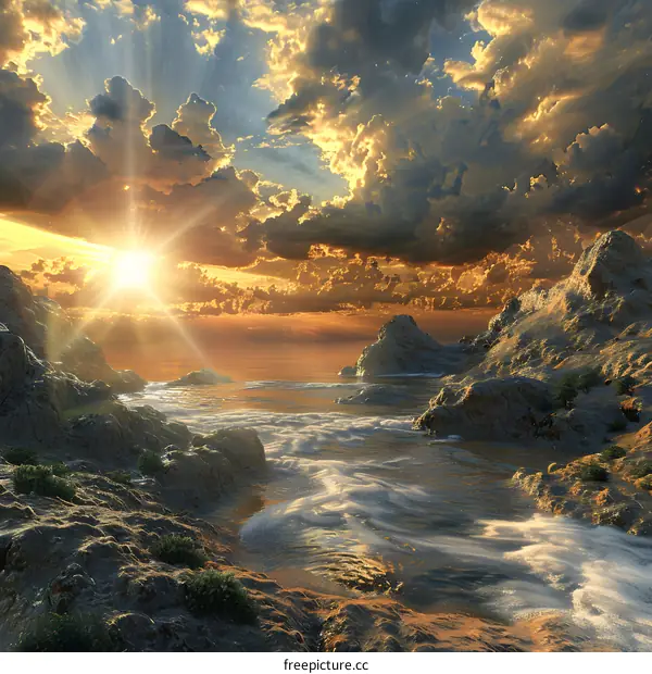 史诗般的奇幻日落景观