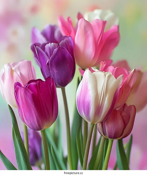 Close Up of Colorful Tulips