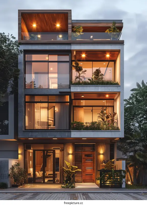 A three-story modern house in Ho Chi Minh City, Vietnam