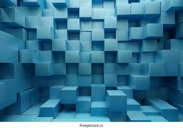 Abstract Blue Geometric Cube Background