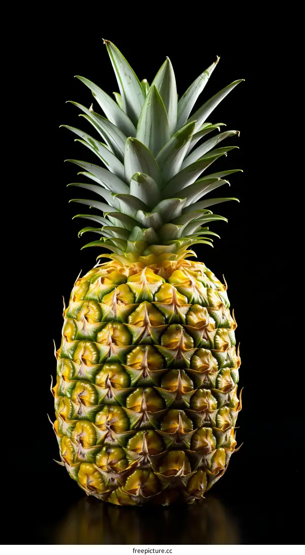 Sweet and Juicy Pineapple on Black Background