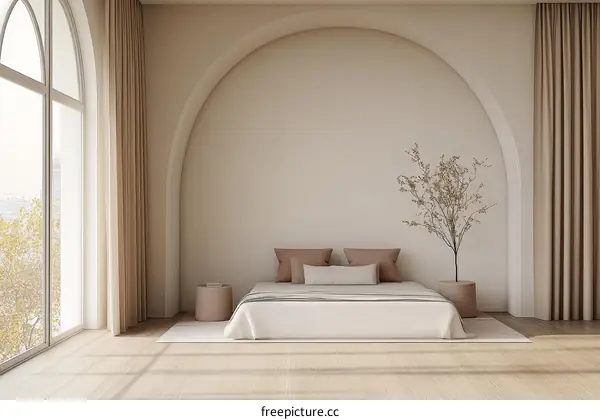 Beige Minimalist Bedroom Interior Design
